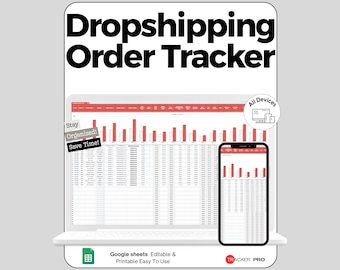 Dropshipping Order Supplier Tracker Google Sheets, Manage Orders, Supplier Details, Inventory Costs, Shipping Info, Payments, Business Log