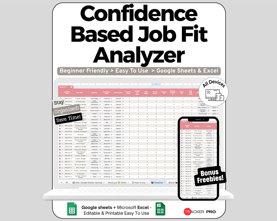 Job Fit Spreadsheet for Google Sheets and Excel Role Scoring Confidence ...