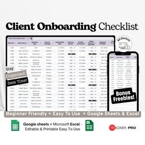 Lista de verificación de incorporación de clientes en Google Excel | Plantilla de CRM para pequeñas empresas | Hoja de cálculo de gestión de clientes