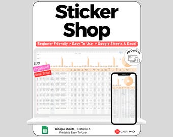 Sticker Shop Business Tracker Google Sheets, Sticker Inventory and Order Log Template, Sheet & Die Cut Pricing Spreadsheet for Sellers, Etsy
