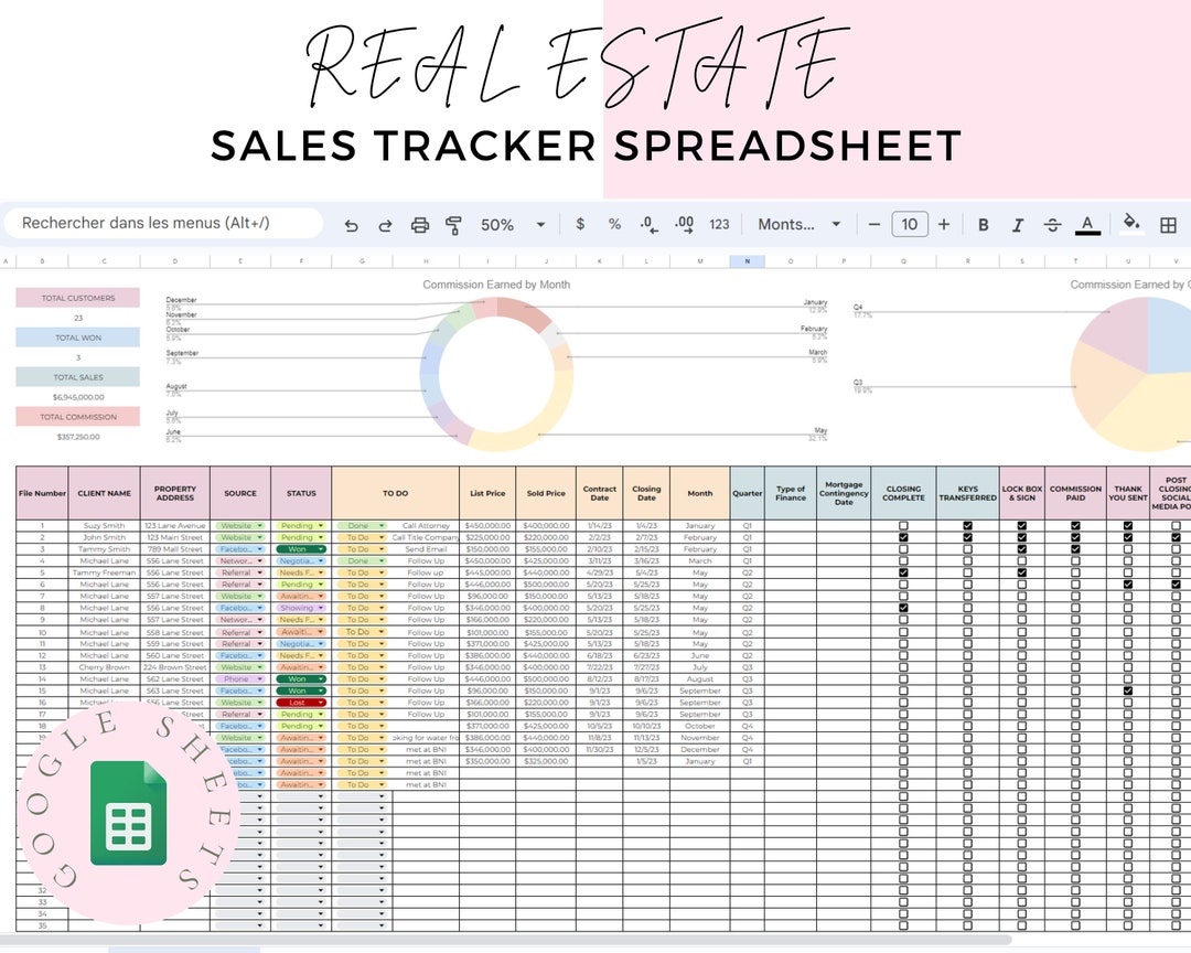 Real Estate Team Brokerage Sales Tracker Transaction Management Real ...