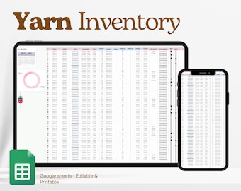 Knitting and Crochet Tracker | Spreadsheet | Yarn Inventory Spreadsheet | Fiber Arts Tracker | Google Sheets Tracker | Yarn Tracker