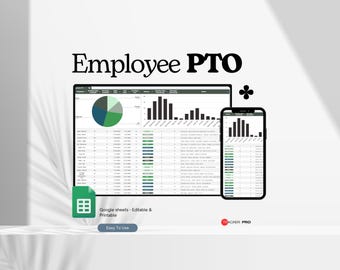 Employee PTO Tracker Template, Vacation Tracker, Leave Tracker, Time Off Tracker, HR Templates, Human Resources Business Excel Spreadsheet