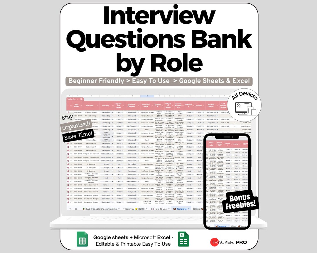 Interview Question Spreadsheet Interview Question Spreadsheet for Google Sheets and Excel Answer ...