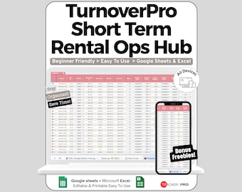 Short Term Rental Management Spreadsheet Google Sheets Template, Vacation Rental Turnover & Cleaning Planner, Host Profit per Property, Log