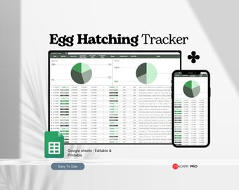 Egg Hatching Tracker, Egg Incubation Google Sheets, Homestead Template Excel Spreadsheet, Chicken Records, Chicken Log, Farm Record Keeping