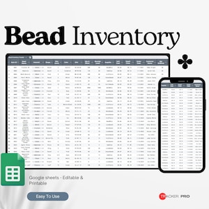 Bead Inventory Tracker, Beads Organization, Business Template, Inventory Template, Jewelry Making Google Sheets, Inventory Management