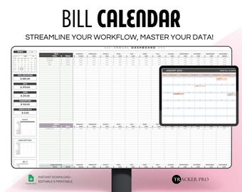 Fakturakalender Fakturaplanerare Utgiftsspårare Fakturaorganisatör Budgetkalkylblad Månadsfakturaspårare Finansiell planerare Google Sheets