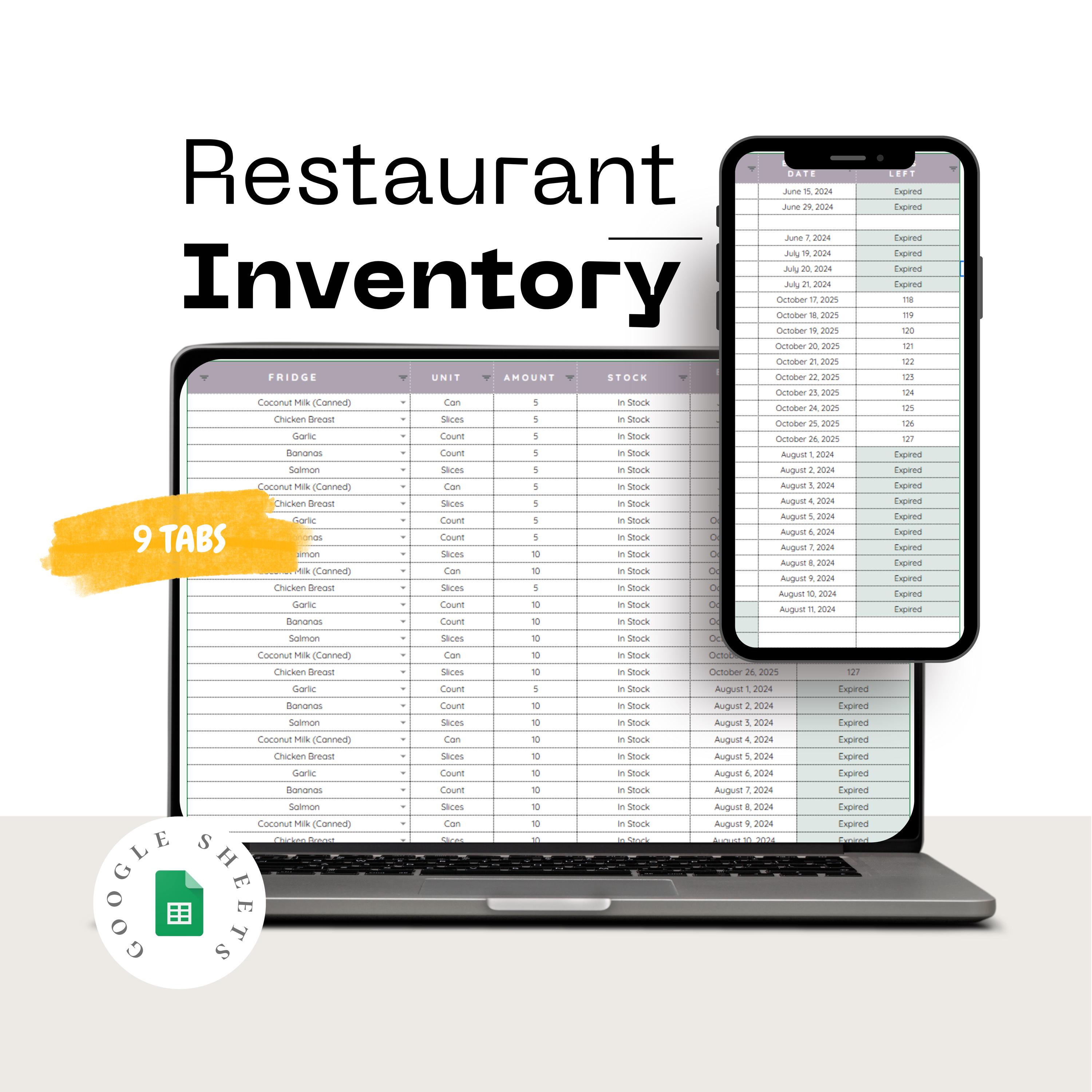 catering inventory checklist template in excel, google... Restaurant Inventory Tracker Template Google Sheets, Bar Inventory ...