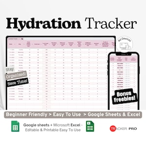 Hydration Tracker Google Excel, Daily Water Intake Log, Water Drinking Goal Chart, Hydration Monitoring Template, Wellness Google Sheets