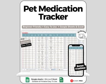 Pet Medication Tracker, Dog Medicine Chart, Cat Health Tracker, Medication Template, Medication List, Medication Log Pill Organizer Schedule