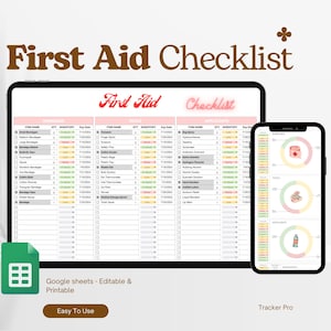 First Aid Kit, First Aid Checklist, Checklist Printable, Survival Kit, First Aid Supply List, DIY Kit, Emergency Kit, First Aid Home Excel