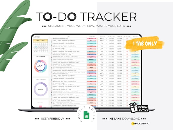 To-Do List Template Spreadsheet Google Sheets Weekly & Daily Task Tracker Digital Productivity Planner To Do List Checklist ADHD Brain