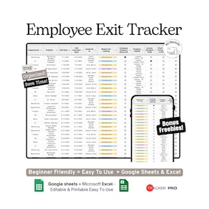 Employee Exit Checklist and Offboarding Tracker Google Sheets Template ,HR Employee Termination, Handover and Offboarding Spreadsheet, Excel
