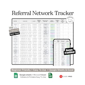 Google Sheets-Vorlage für den Referral Network Tracker (Geschäftsempfehlungen, Kundenkontakte und Kontaktbeziehungsprotokoll)