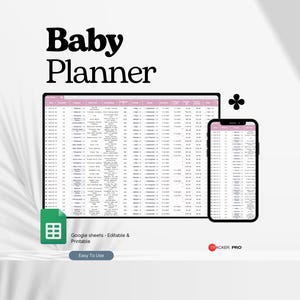 Baby Planner Template Bundle Google Sheets, Pregnancy Planner Spreadsheet, Baby Shower, Baby Sleep Planner, First Time Mom Gift, Baby Care