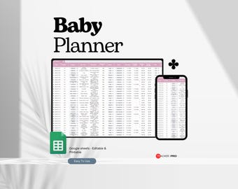 Pacote de Planilhas Google para Planejamento de Bebê, Planejamento de Gravidez, Chá de Bebê, Planejamento do Sono do Bebê, Presente para Mamãe de Primeira Viagem, Cuidados com o Bebê