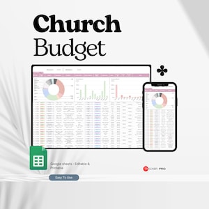 Church Budget Spreadsheet, Church Bookkeeping, Church Monthly Budget Template Google Sheets, Annual Budget, Nonprofit Budget Sheet Budgeting