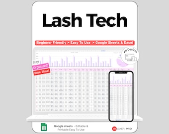 Lash Tech Business Bundle Google Sheets, Lash Extension Client and Fill Tracker, Appointment Booking & Income Spreadsheet for Lash Artists