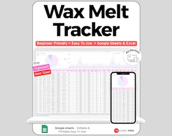 Wax Melt Business Tracker Google Sheets, Wax Melt Batch & Scent Recipe Log, Supply Inventory Pricing Spreadsheet for Makers, Candle Sheet
