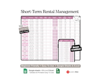 Google Sheets-sjabloon voor beheer van kortetermijnverhuur (Airbnb, VRBO, spreadsheet voor het bijhouden van gastenboekingen en huurkosten)