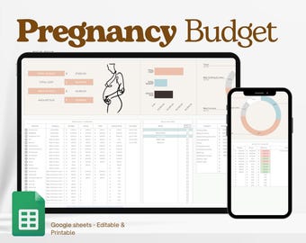Planificador de presupuesto para bebés (hoja de cálculo), planificación financiera para el embarazo (hojas de cálculo de Google), lista de verificación para la preparación del recién nacido