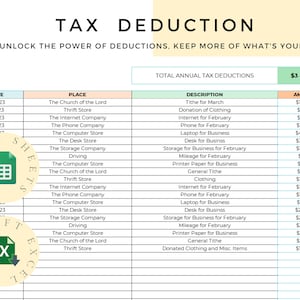 Tax Deduction Tracker Excel Spreadsheet Editable Tax Deductions List