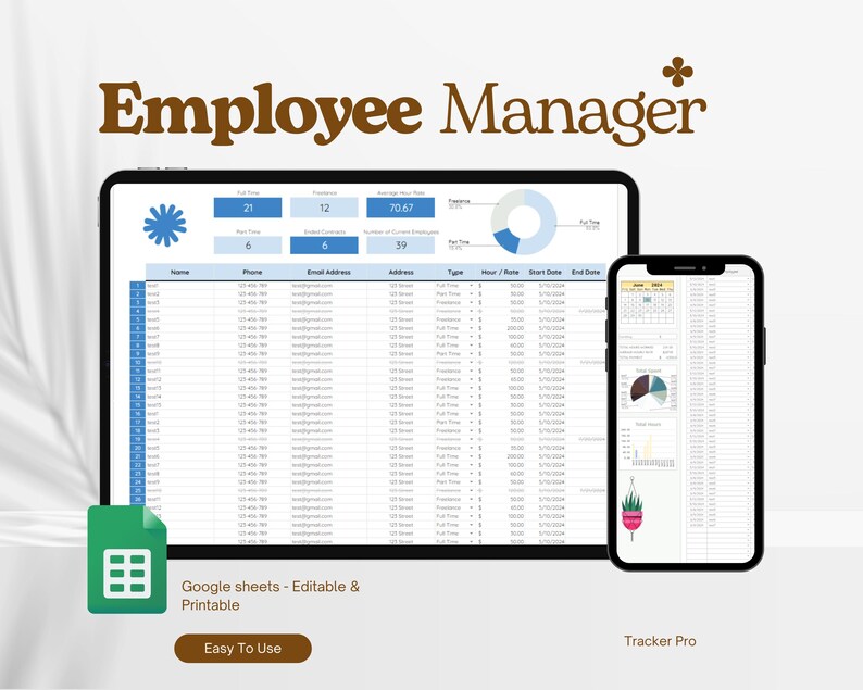 HR Employee Dashboard Template, Employee Information for Google Sheets ...