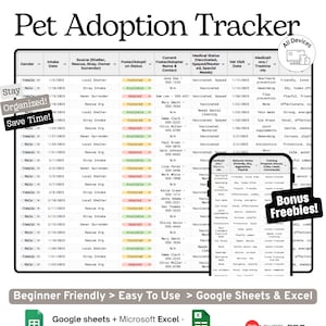 Google Sheets-Vorlage zur Nachverfolgung von Tieradoptionen und -pflege (Tabellenkalkulation für Tierheim-, Tierpflege- und Adoptionsanträge) Bild 2