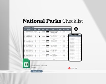 Checkliste für Nationalparks (Google Tabellen-Vorlage), USA-Reiseplaner, Liste der US-Nationalparks (Bucket List für Reiseliebhaber)
