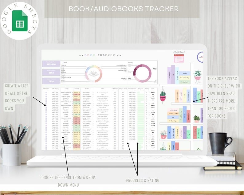 Reading Book Tracker, Book Tracker Template, Track Your Reading, Reading Log, Book Journal, Google Sheets and Excel Spreadsheet 2024 image 9