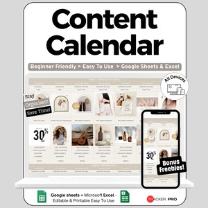 Content Planner Google Sheets, Social Media Content Calendar, Social Media Marketing Planner, Editable and Customizable, Microsoft Excel