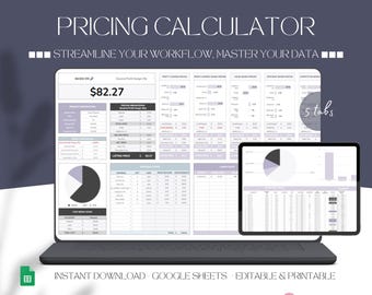 Pricing Calculator Spreadsheet, Price Handmade Products Google Sheet Template, Product Pricing Calculator, Pricing Guide, Pricing Worksheet