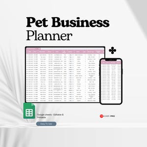 Pet Business Planner Template Google Sheets, Dog Grooming Business Bookkeeping Templates, Dog Training, Pet Care Service Planning Bundle
