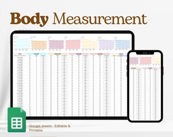 Body measurement tracker fitness tracker health tracker wellness tracker weight loss Google sheets