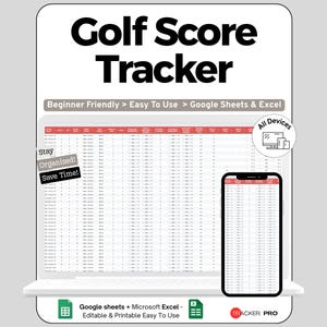 Golf Scorecard and Handicap Excel Google Sheets, Track Golf Rounds, Scores, Course Stats, Handicap Progress, Performance, Golf Log Planner