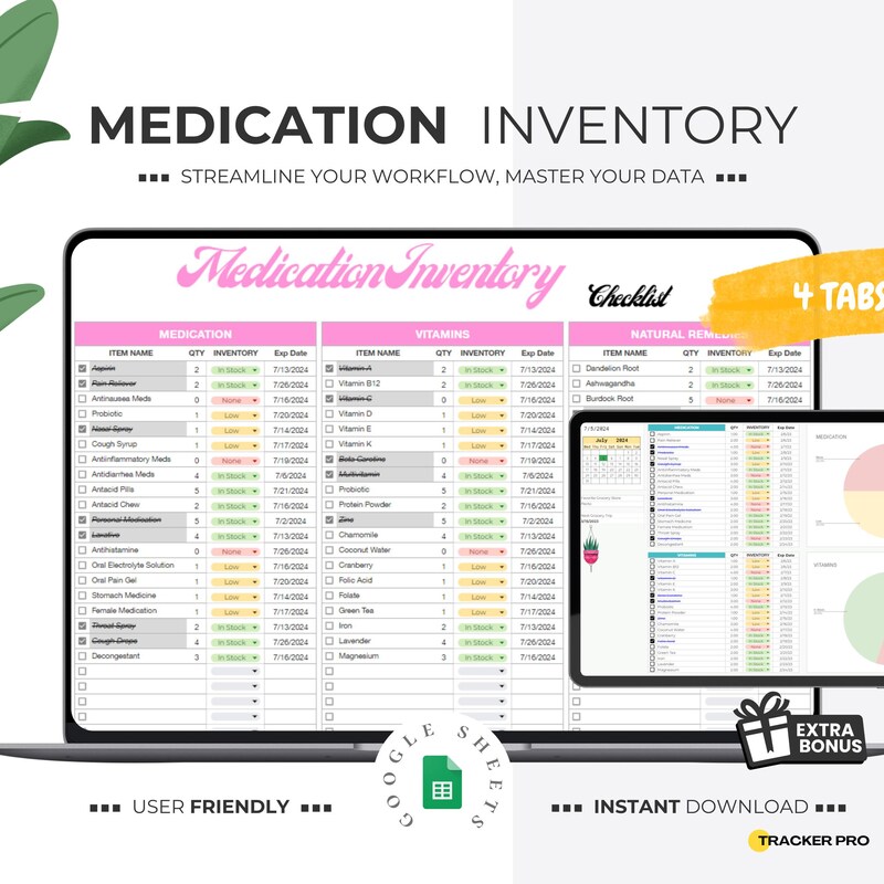 Excel Medication Medication List Spreadsheet - Etsy