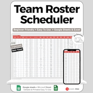 Lista de jugadores de equipos deportivos, planificador de entrenamientos en Google Sheets, gestión de listas de jugadores, asistencia, contactos de jugadores, calendarios de deportes juveniles y amateur.