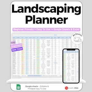 Lawn Care & Landscaping Planner Google Sheets, Yard Maintenance Tracker Template, Garden Task Scheduler Spreadsheet for Home, Excel Sheet