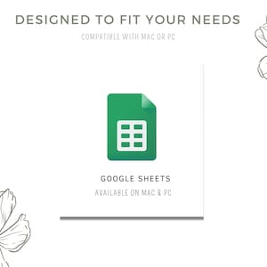 May include: A green Google Sheets icon with a white grid inside. The text "GOOGLE SHEETS" is below the icon, and the text "AVAILABLE ON MAC & PC" is below that.
