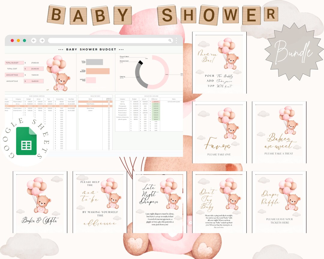 Baby Shower Budget Party Planning Event Budget Tracker for Shower ...