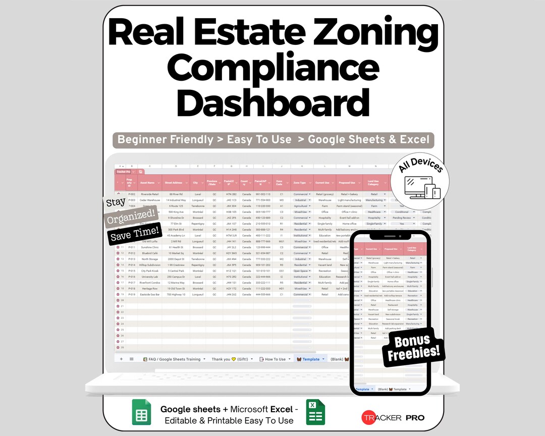 Zoning Compliance Spreadsheet for Google Sheets and Excel Permit ...