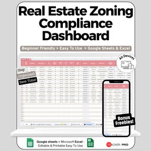 Zoning Compliance Spreadsheet for Google Sheets and Excel Permit Tracking Regulation Monitoring and Property Dashboard