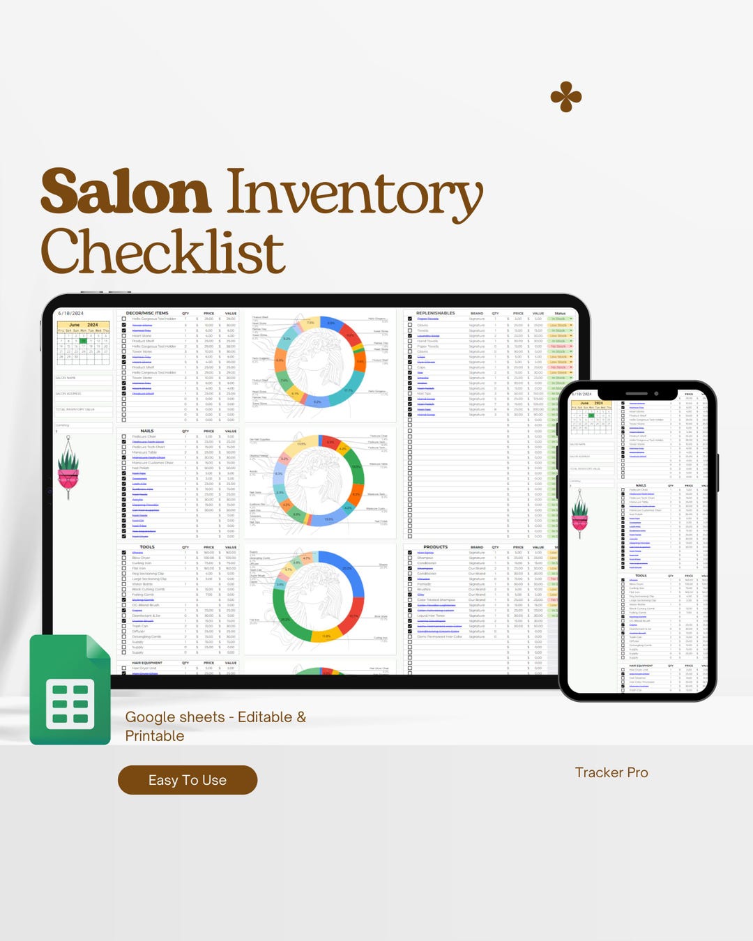 Nail Salon Inventory List Template, Google Sheets, Auto-calculating ...