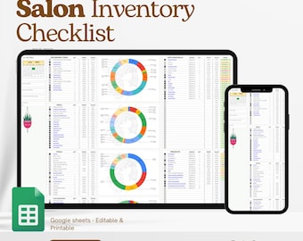 Nail Salon Inventory List Template, Google sheets, Auto-Calculating Nail Salon Inventory Tracker, Nail Salon Startup Inventory Template