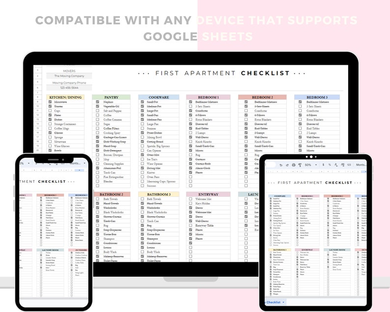Furniture Inventory, First Apartment Checklist Template Excel