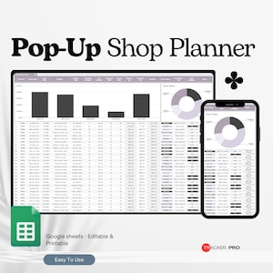 Pop-Up Shop Planner Google Sheets, Vendor Event Planner, Craft Fair Organizer Template, Sales Setup Checklist, Google Sheets Sheet