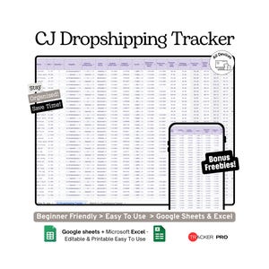 CJ Dropshipping en Spocket Leverancier Excel Google Sheets, Leveranciers bijhouden, Bestellingen, Verzending, Kosten, Voorraad, E-commerce Bedrijfsplanner