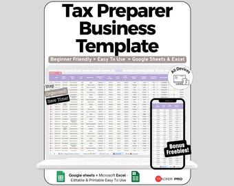 Tax Preparer Business Bundle Google Sheets Template, Client Intake & Return Status Tracker, Deadline Calendar and Fee Revenue Log for CPAs