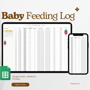 Tracker voor babyvoeding Google Spreadsheets, logboek voor babyvoeding, grafiek voor babyvoeding, eetdagboek voor peuters Excel-spreadsheet, dagboek voor babyvoeding